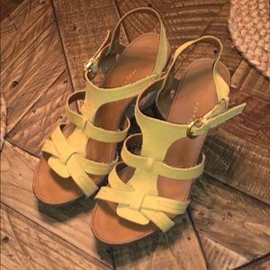 Franco Sarto yellow wedges
